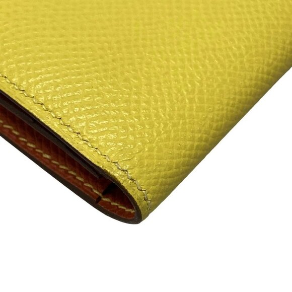 Auth HERMES Bearn Souffle Verso - Lime Terre Battue Veau Epsom Z Long Wallet - Picture 6 of 11
